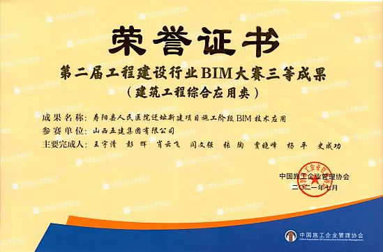 山西建投五建集团BIM技术应用成果再获国家级大奖